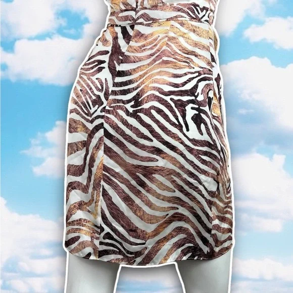 DRESS THE POPULATION Briella Zebra Print Mini Dress Cocktail Party Jungle Safari - Picture 10 of 15